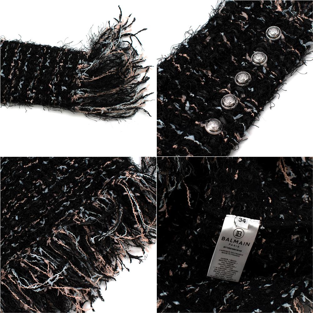 Balmain Black Tweed Fringed Mini Dress - US size 2 2