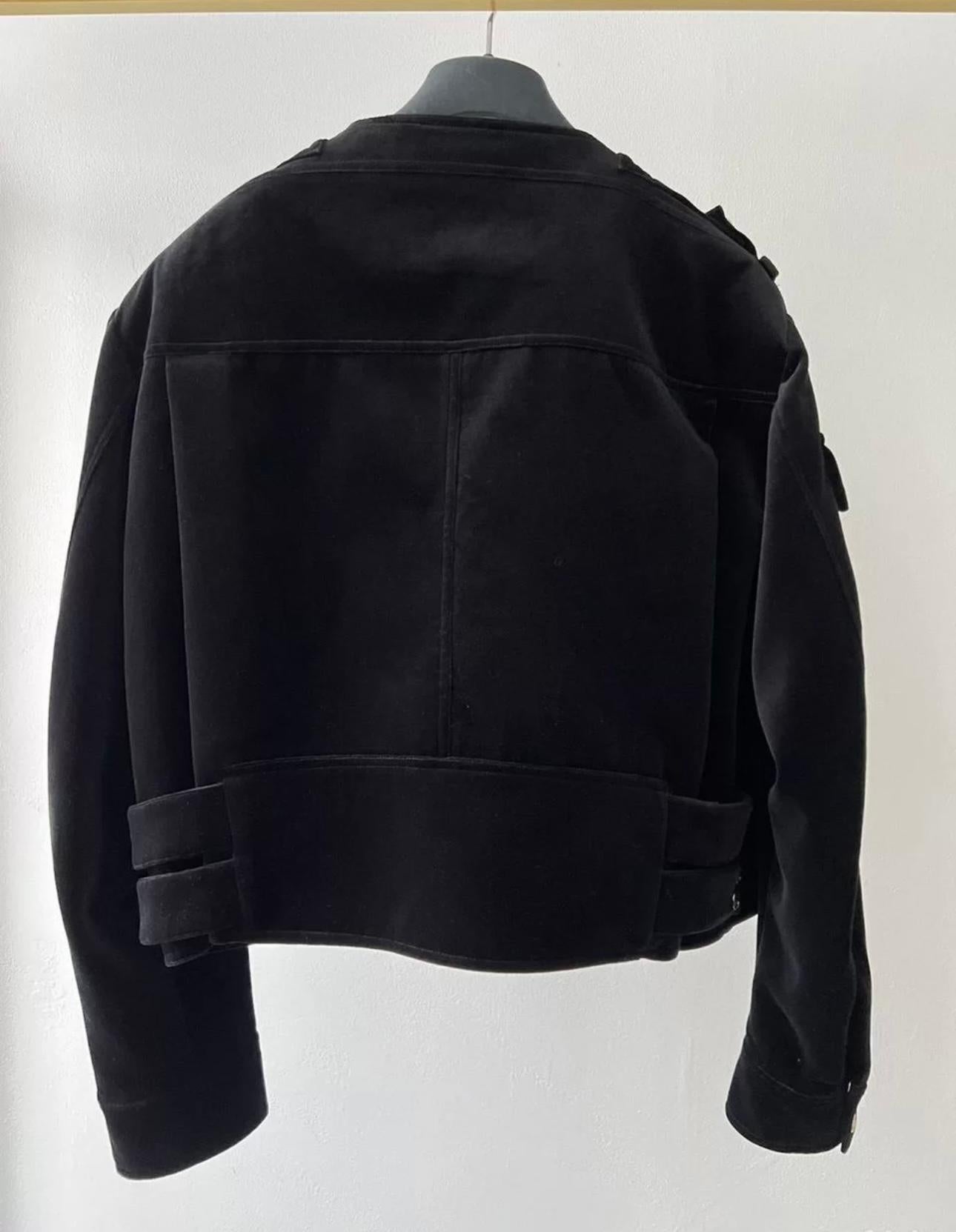 Balmain Black Velvet Biker Jacket For Sale 2