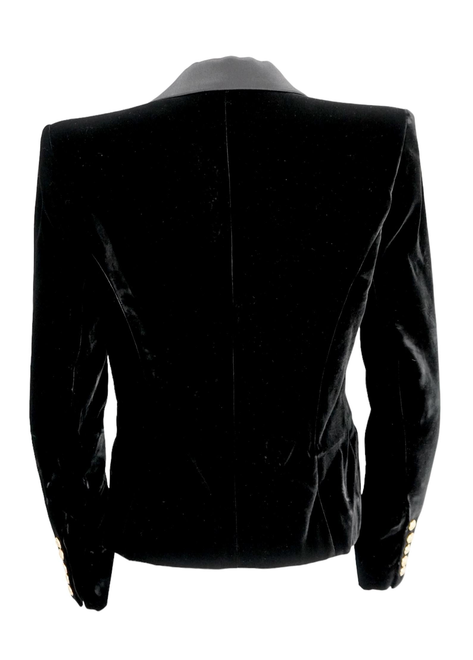 Nero Blazer in velluto nero Balmain in vendita