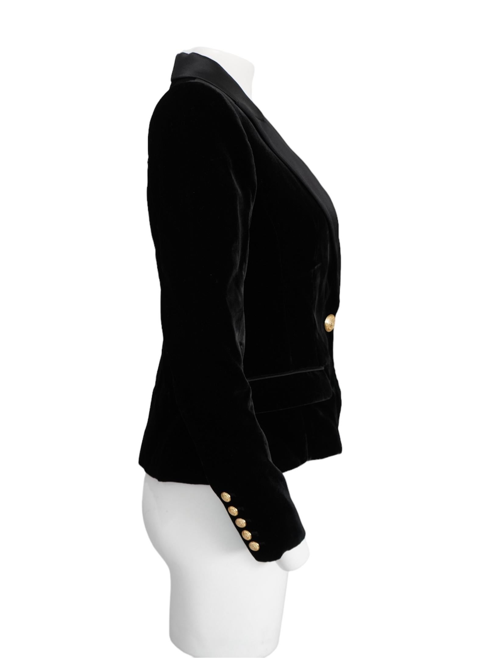 Blazer in velluto nero Balmain In condizioni ottime in vendita a Beverly Hills, CA