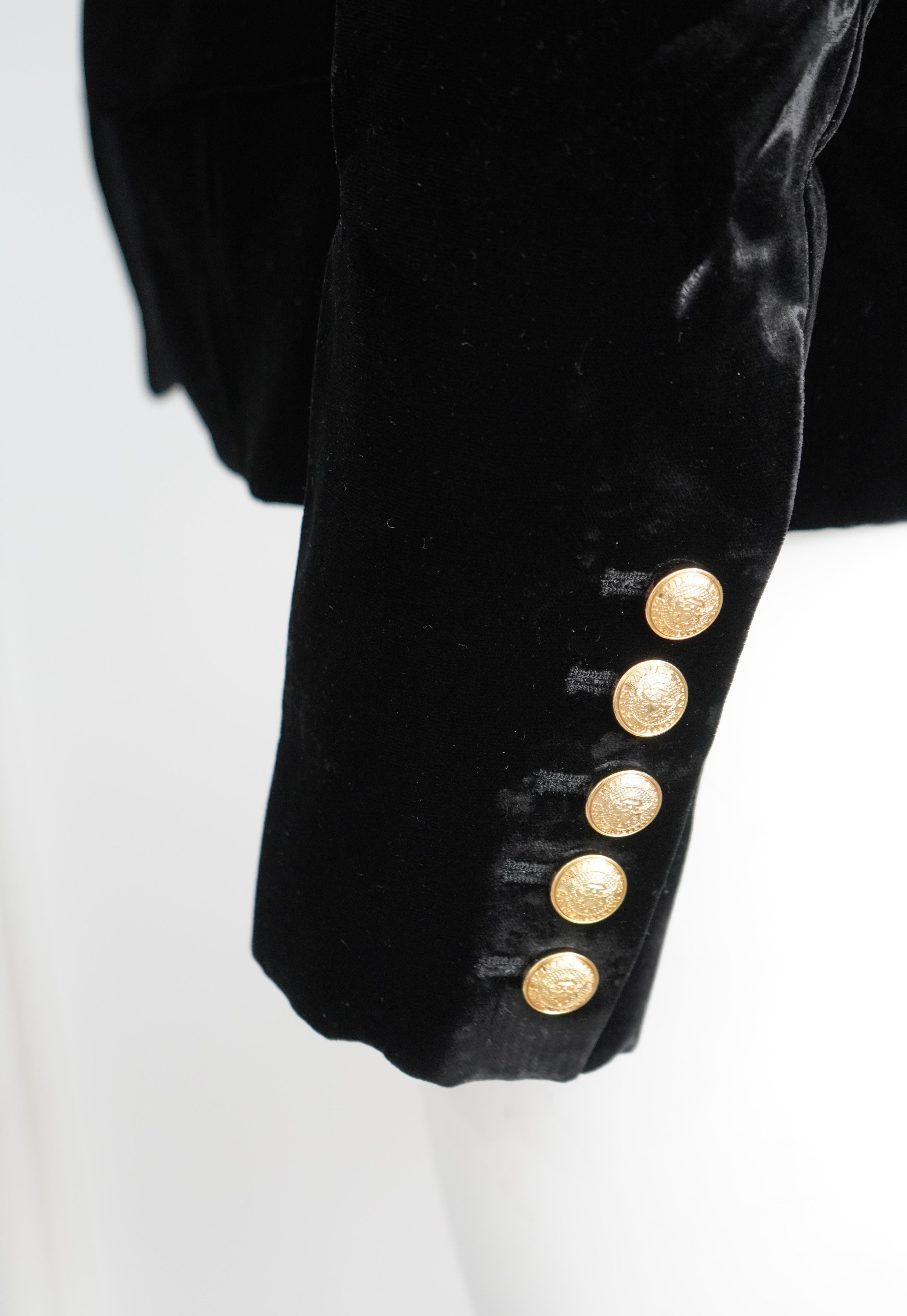 Blazer in velluto nero Balmain in vendita 2