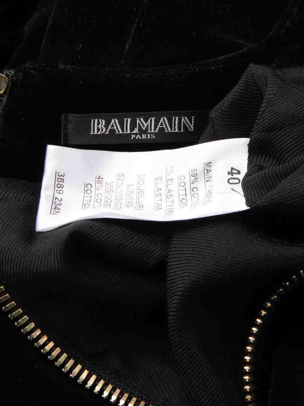 Women's Balmain Black Velvet Button Detail Mini Dress Size L