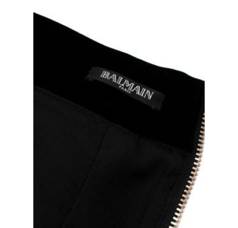 Balmain Black Velvet Ruffled Skirt For Sale 2