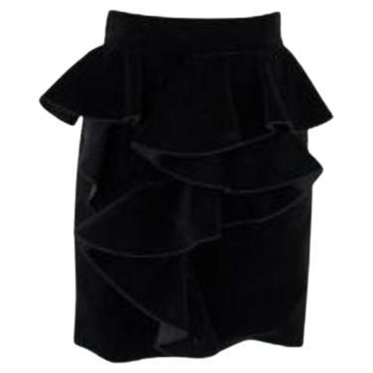 Jupe Droite En Velours Ras Noir Céline Soria - Taille XS (T.36) - Vintage, Très Bon état