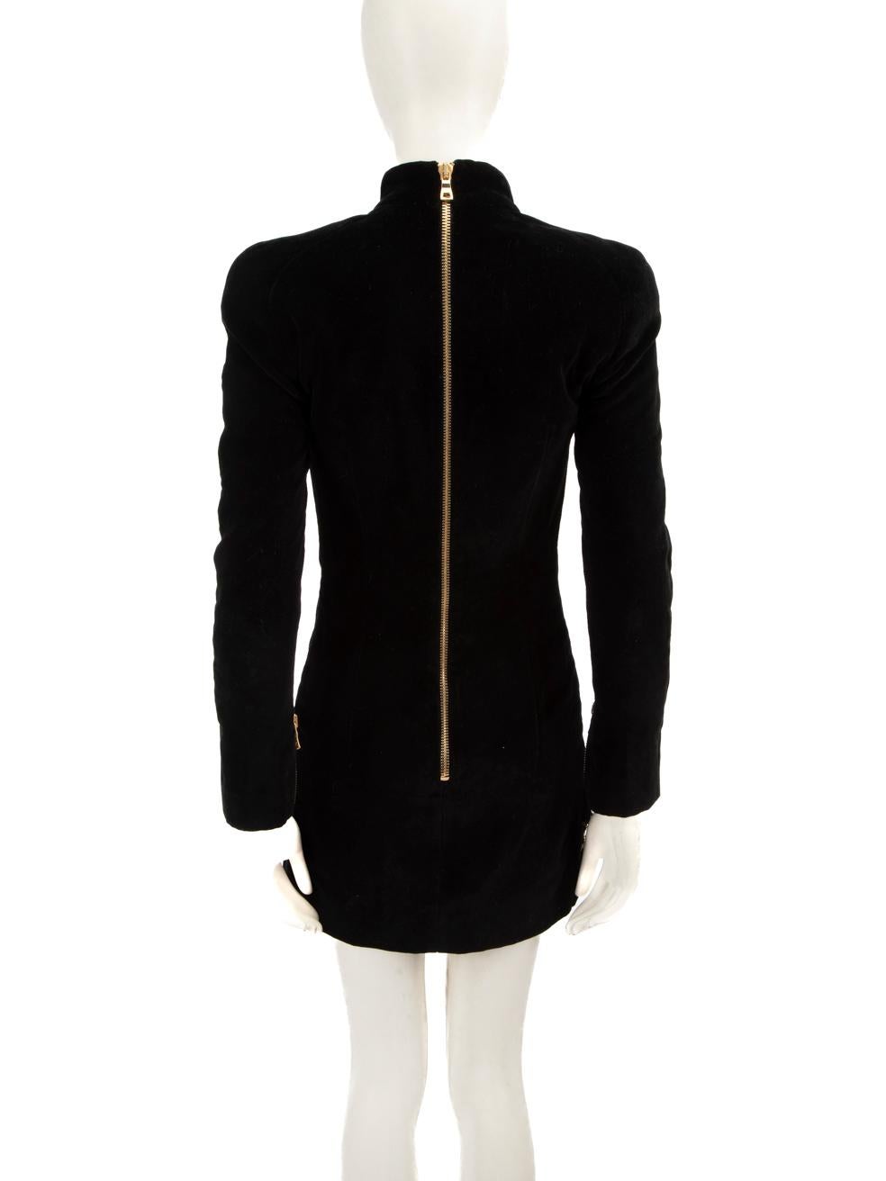 Balmain Black Velvet Tassel Embellished Dress Size S In Good Condition In London, GB