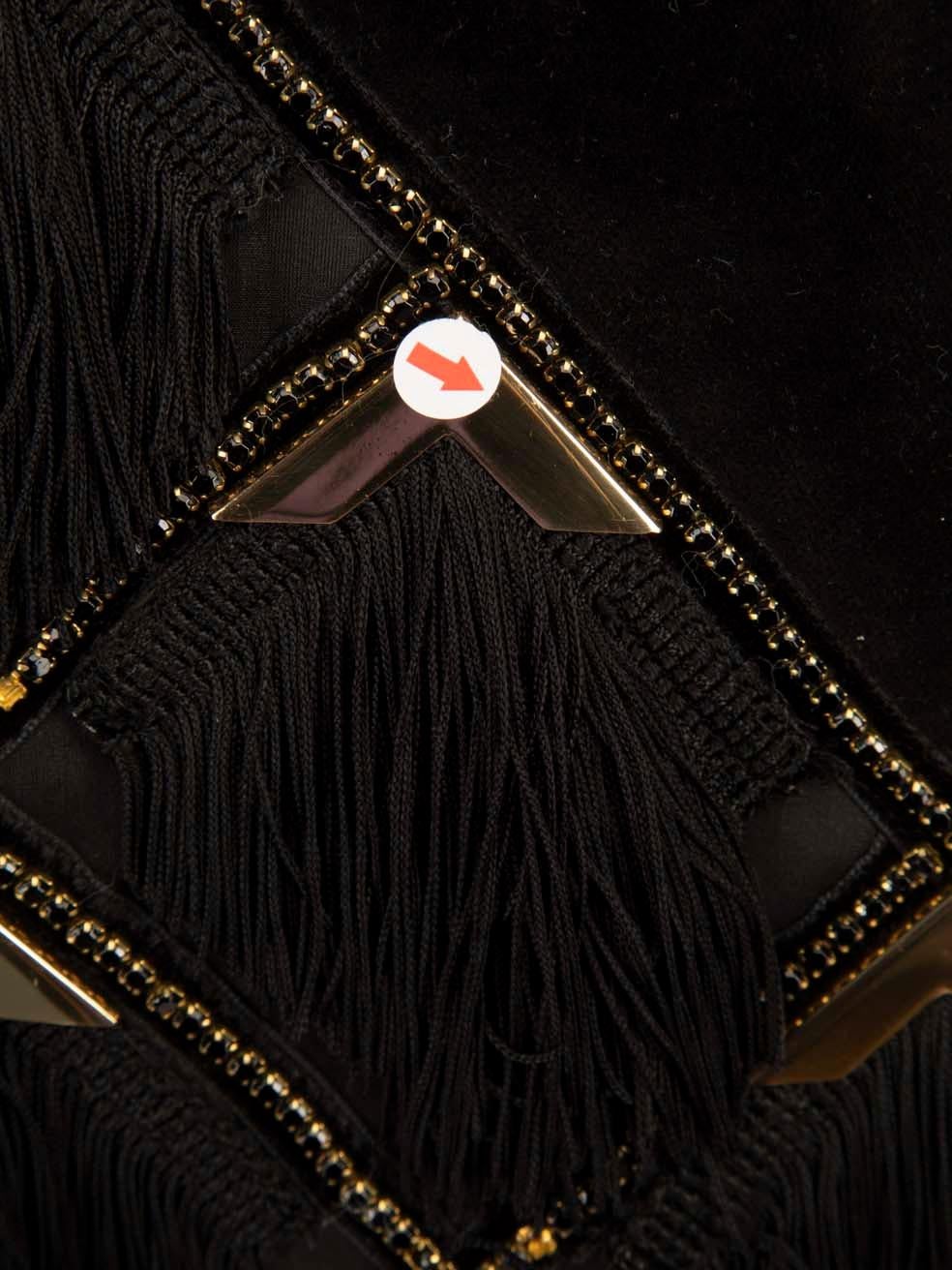 Balmain Black Velvet Tassel Embellished Dress Size S 1