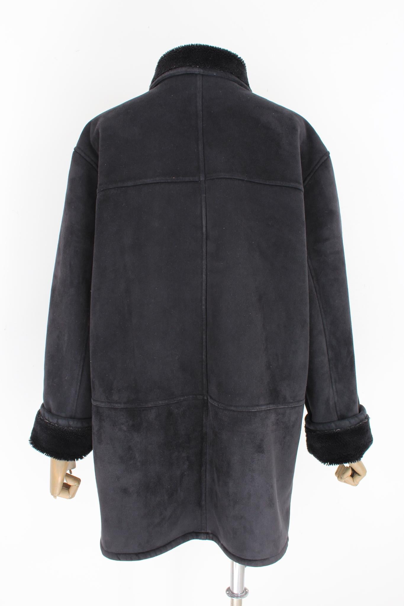  Balmain Manteau noir vintage en fausse fourrure 80s Pour femmes 