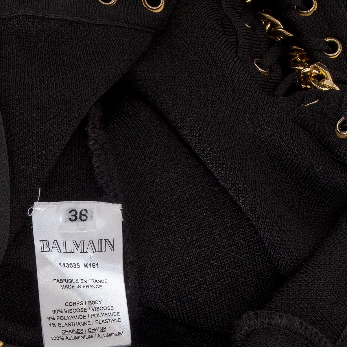 Robe longue Balmain en viscose noire ornée de chaînes, taille 36 XS Excellent état - En vente à Zürich, CH