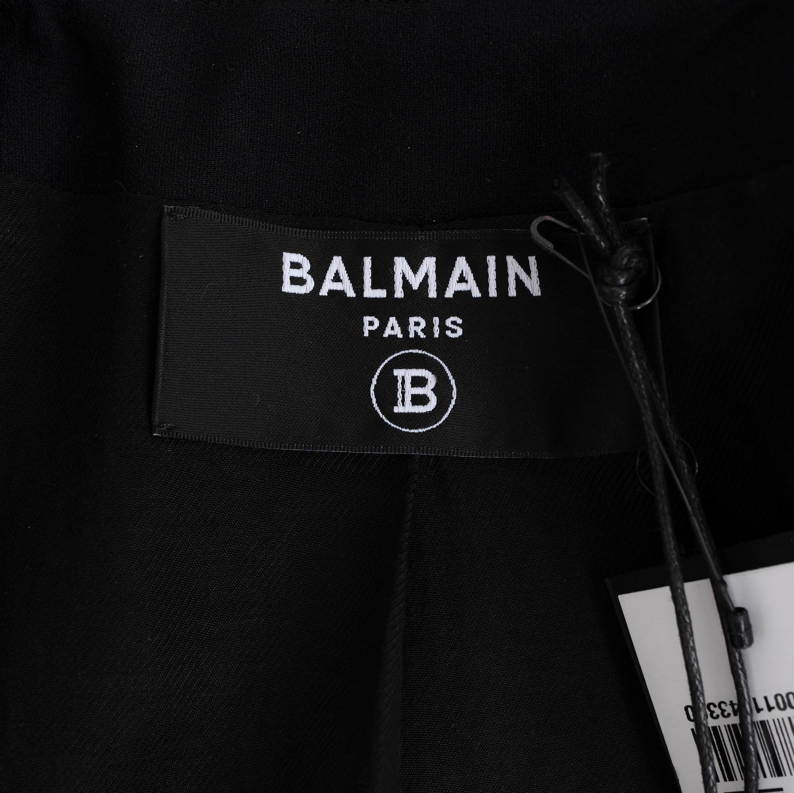 BALMAIN black white 2024 STRIPED SEQUIN CROPPED Jacket 36 XS For Sale 1