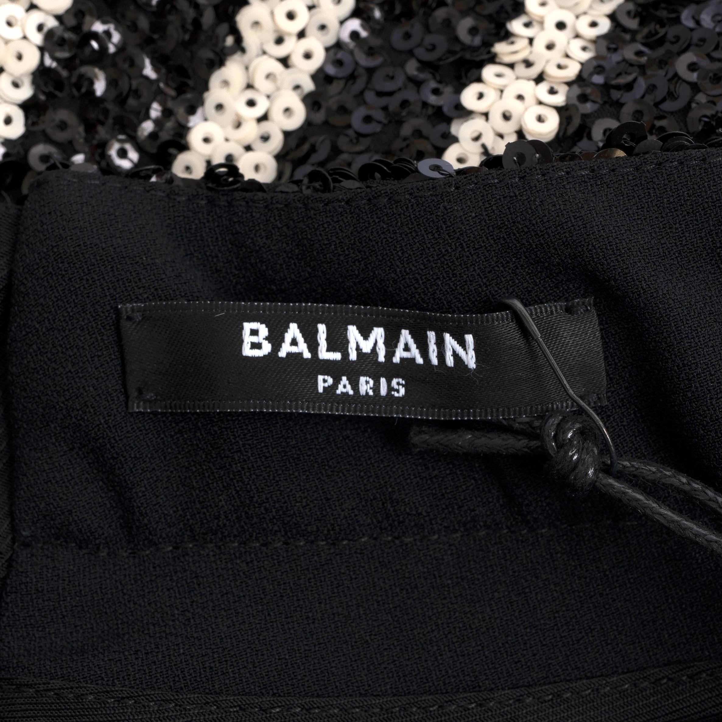 BALMAIN black & white 2024 STRIPED SEQUIN Shorts Pants 36 XS For Sale 1