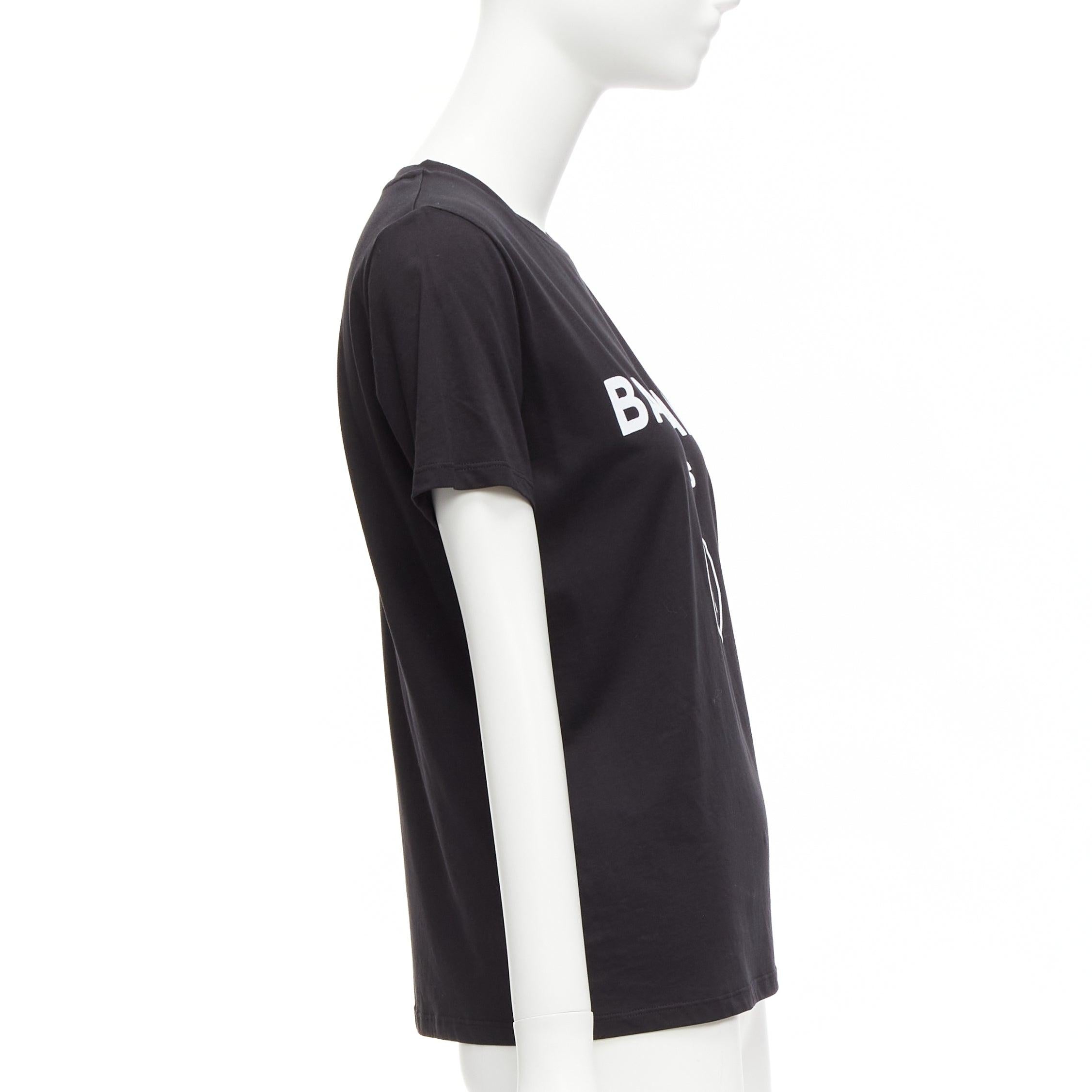 BALMAIN black white B logo gold military buttons tshirt FR34 XXS In Good Condition For Sale In Hong Kong, NT
