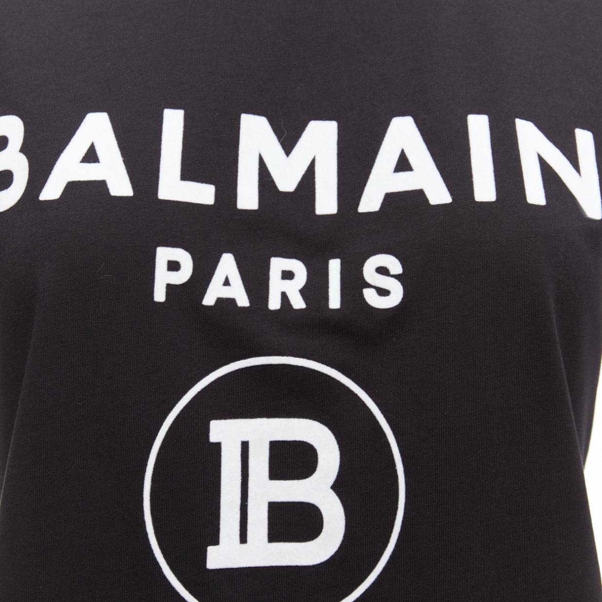 BALMAIN black white B logo gold military buttons tshirt FR34 XXS For Sale 2