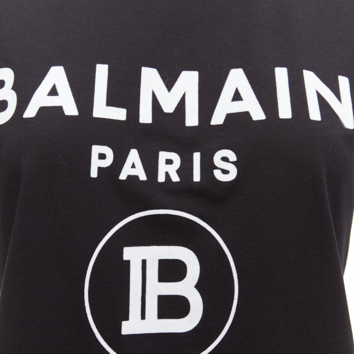 BALMAIN black white B logo gold military buttons tshirt FR34 XXS For Sale 3