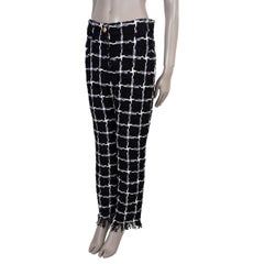 BALMAIN black & white cotton 2018 PLAID TWEED Pants 40 M