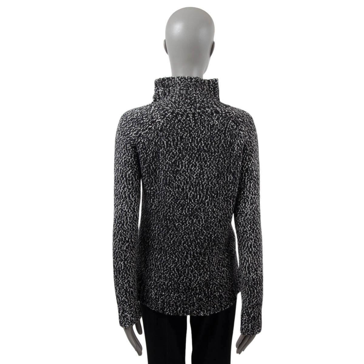 Women's BALMAIN black & white cotton BUTTONED TURTLENECK Sweater 36 XS For Sale