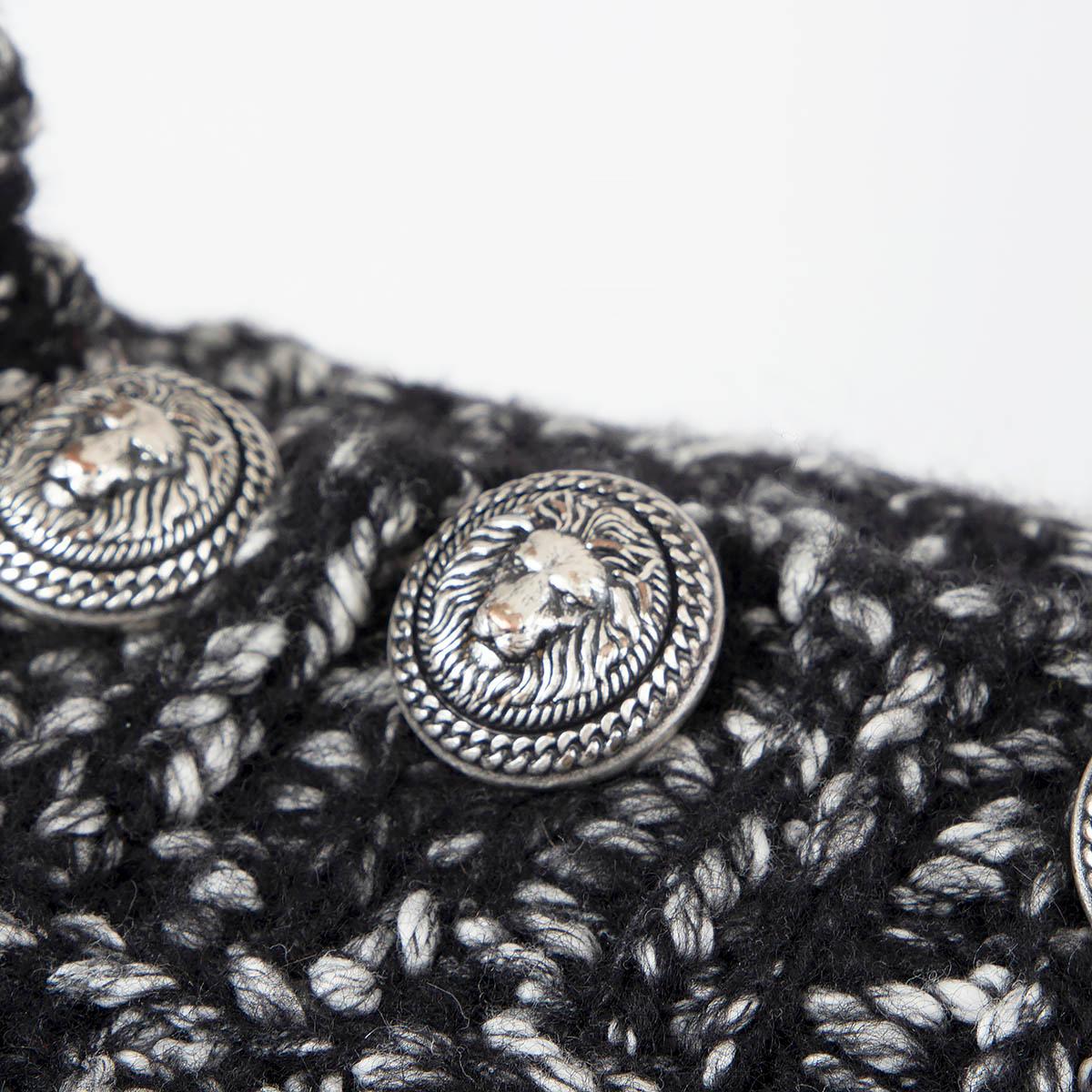 BALMAIN black & white cotton BUTTONED TURTLENECK Sweater 36 XS For Sale 1