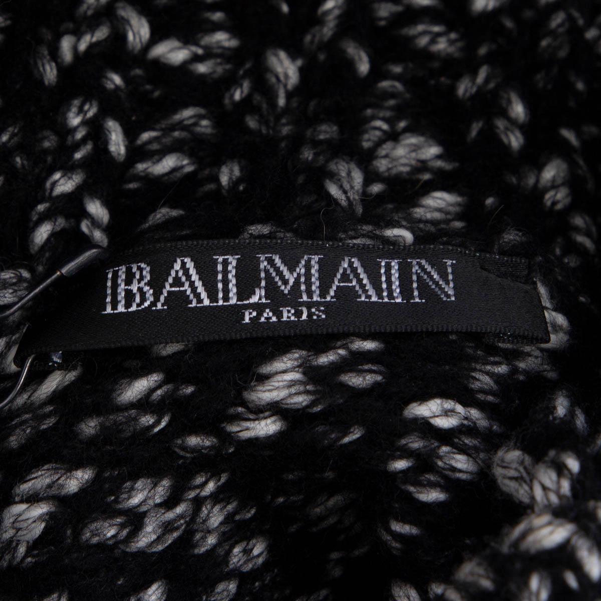 BALMAIN black & white cotton BUTTONED TURTLENECK Sweater 36 XS For Sale 2