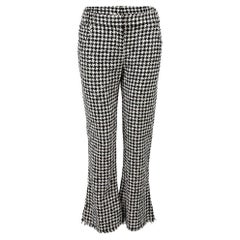 Balmain Black & White Houndstooth Flared Trousers Size XL