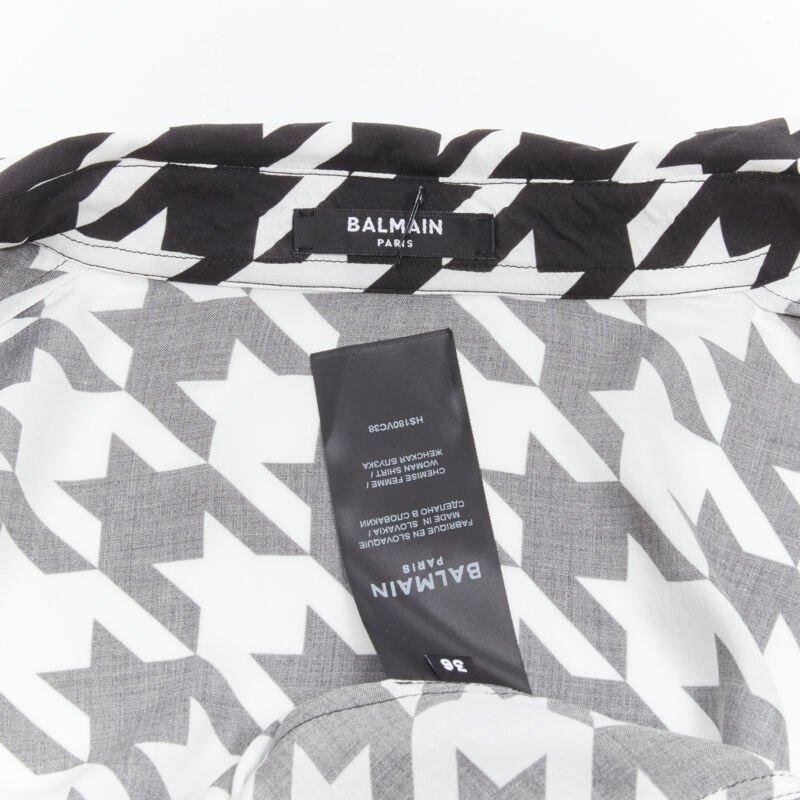 BALMAIN  camicetta a maniche lunghe FR38 S. S. White in viscosa pied-de-poule oro con bottoni B. in vendita 4