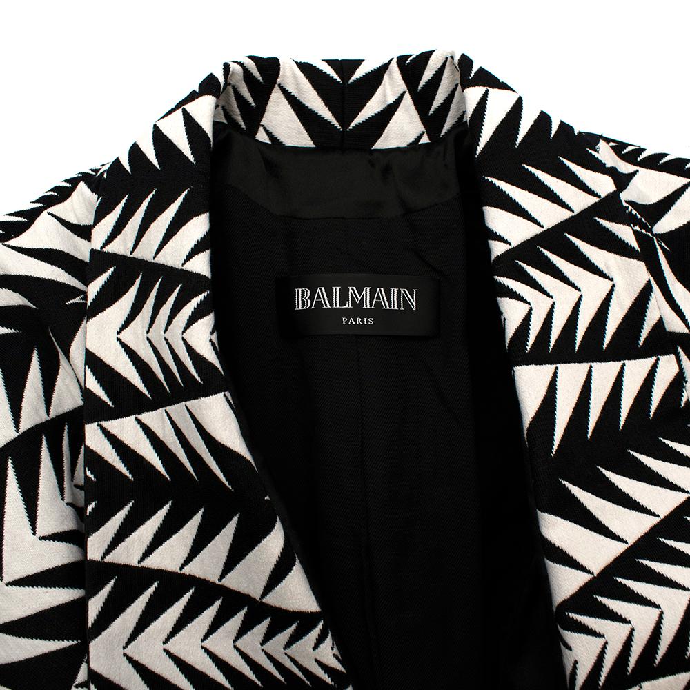 Balmain Black & White Jacquard Cape Coat  - Size US 4 In Excellent Condition In London, GB