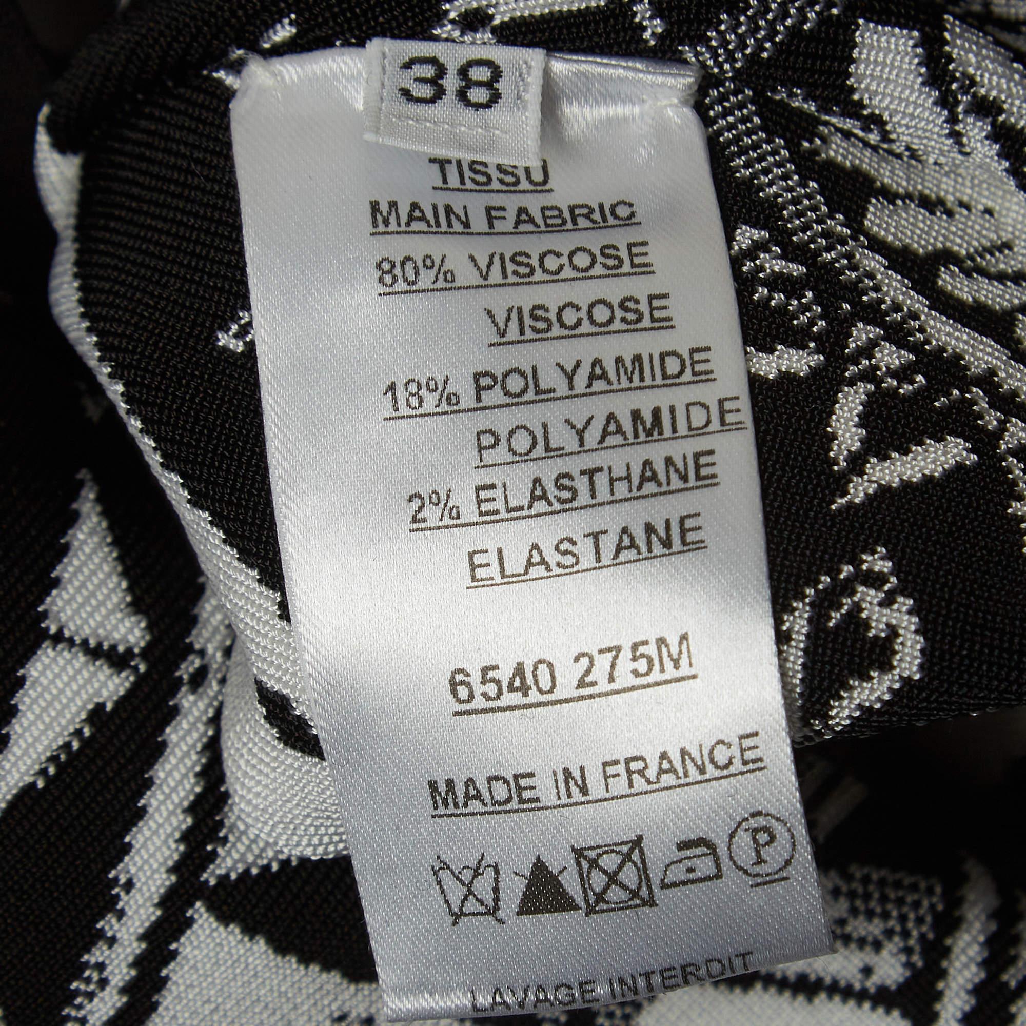 Balmain Black/White Jacquard Knit Mini Bodycon Dress M For Sale 2