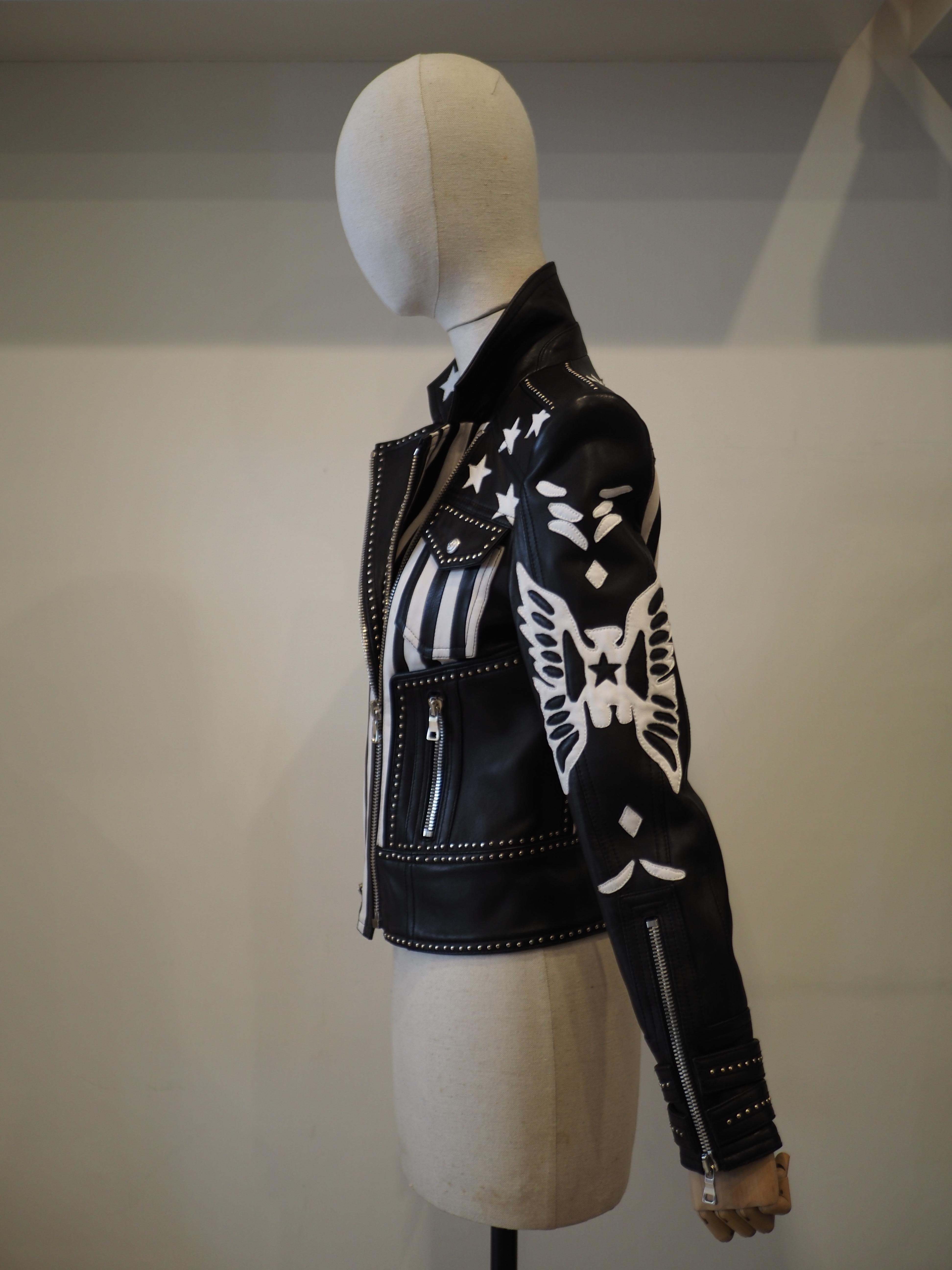 Balmain black white lamb skin jacket 9