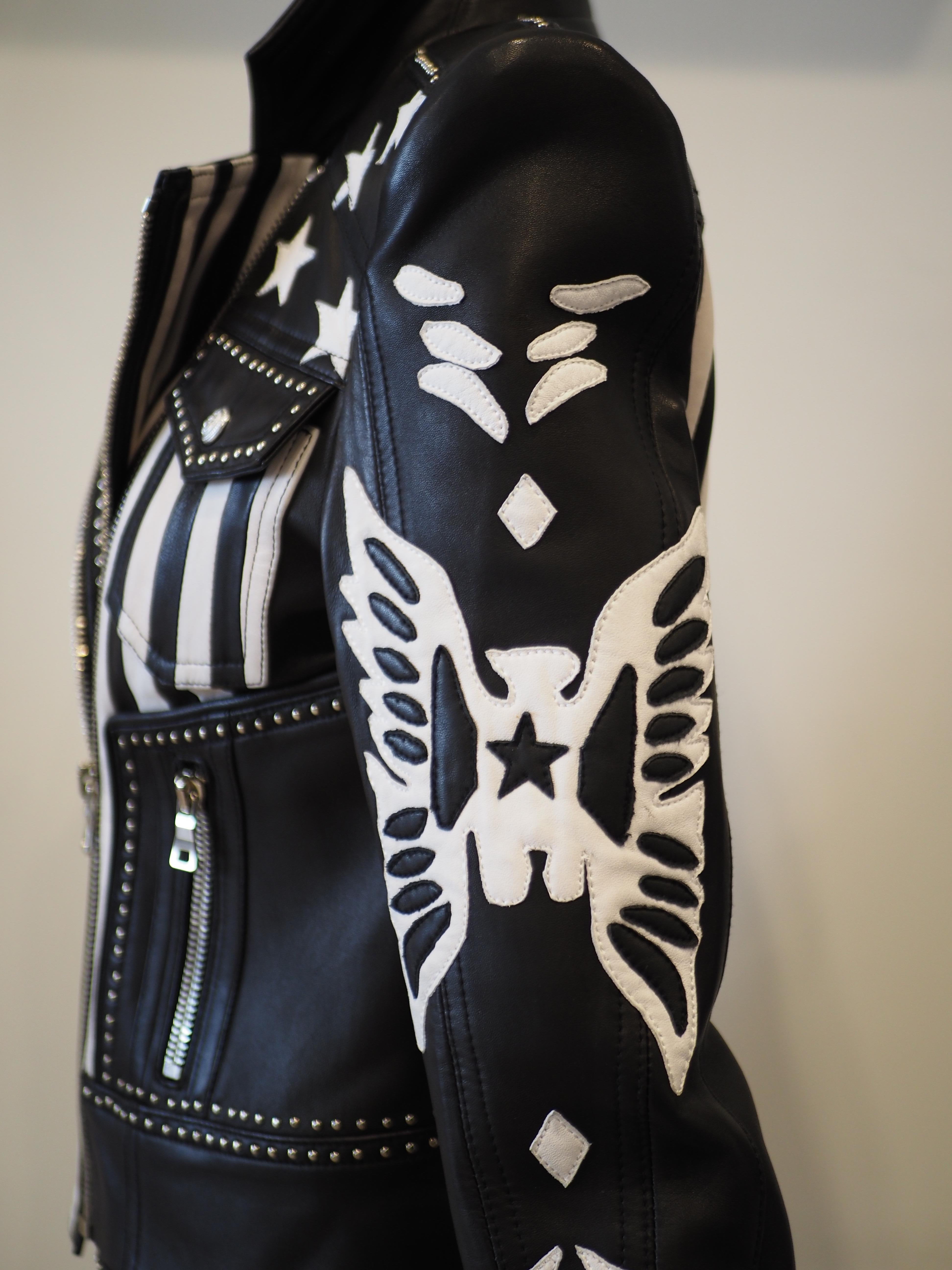 Balmain black white lamb skin jacket 11