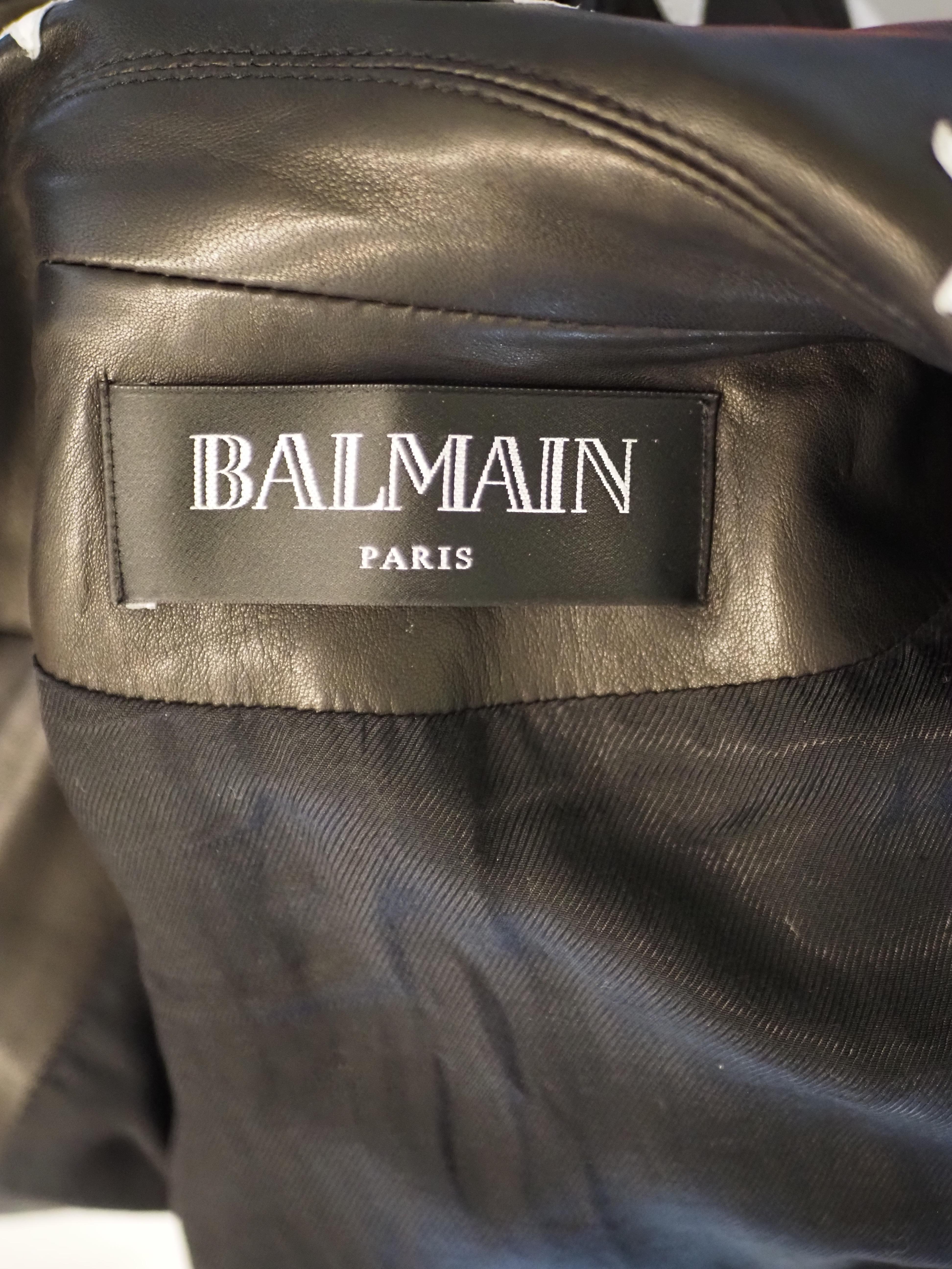 Balmain black white lamb skin jacket 4