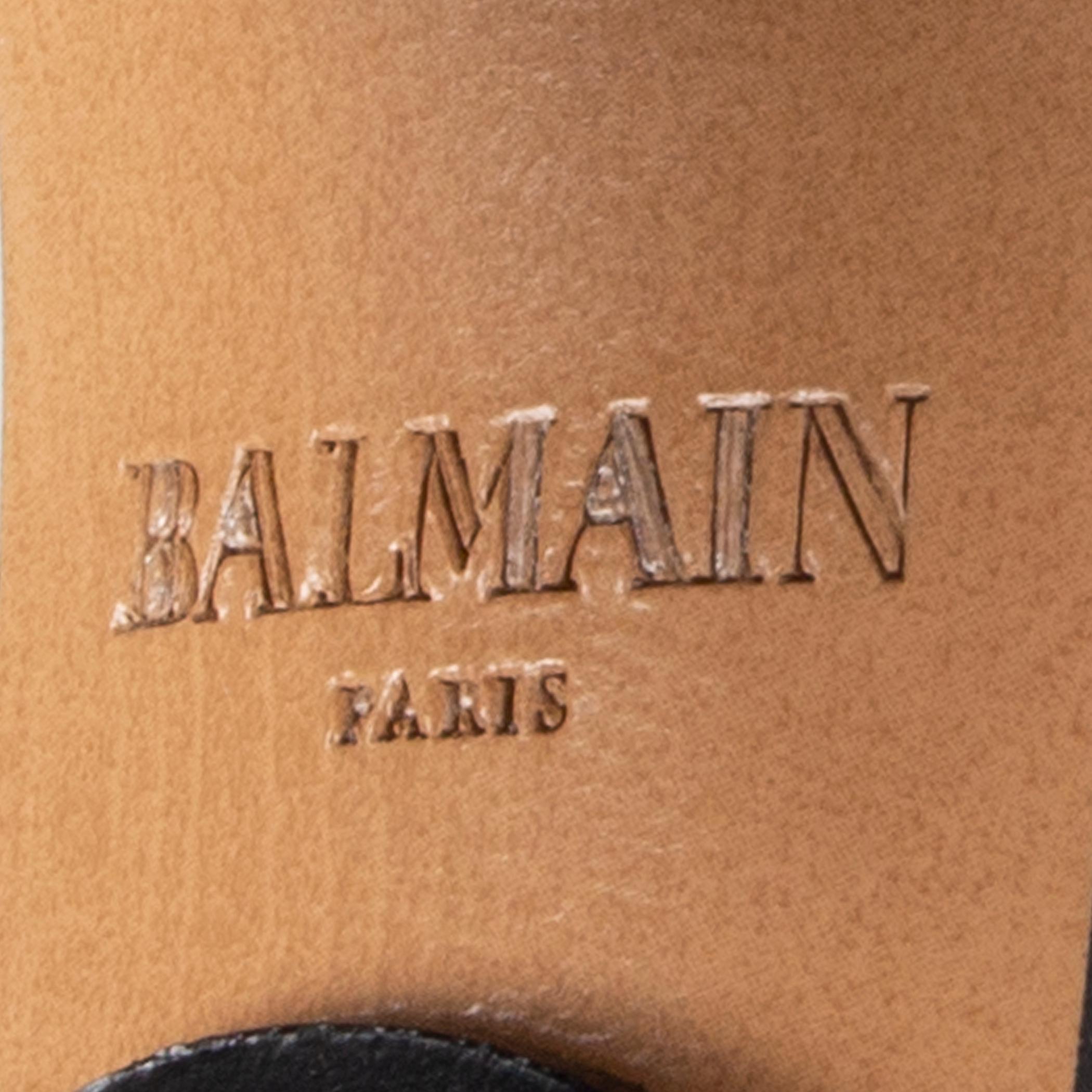 Black BALMAIN black & white leather CALAMITY Lace-Up Boots Shoes 38