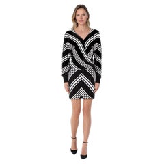 Balmain Black & White Long Sleeve Striped Dress Size S