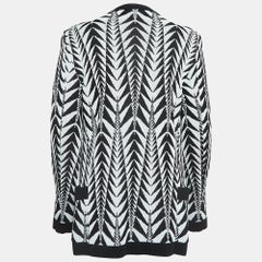 Balmain Black/White Patterned Knit Open Front Cardigan L