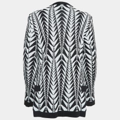 Balmain Black/White Patterned Knit Open Front Cardigan L