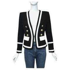 Blazer doppiopetto Balmain con rifiniture bianche e nere  Taglia US 6