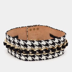 Balmain Black/White Tweed Chainlink Wide Waist Belt