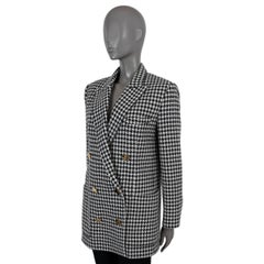 BALMAIN black white wool 2020 OVERSIZED HOUNDSTOOTH Blazer Jacket 36 XXS to XS