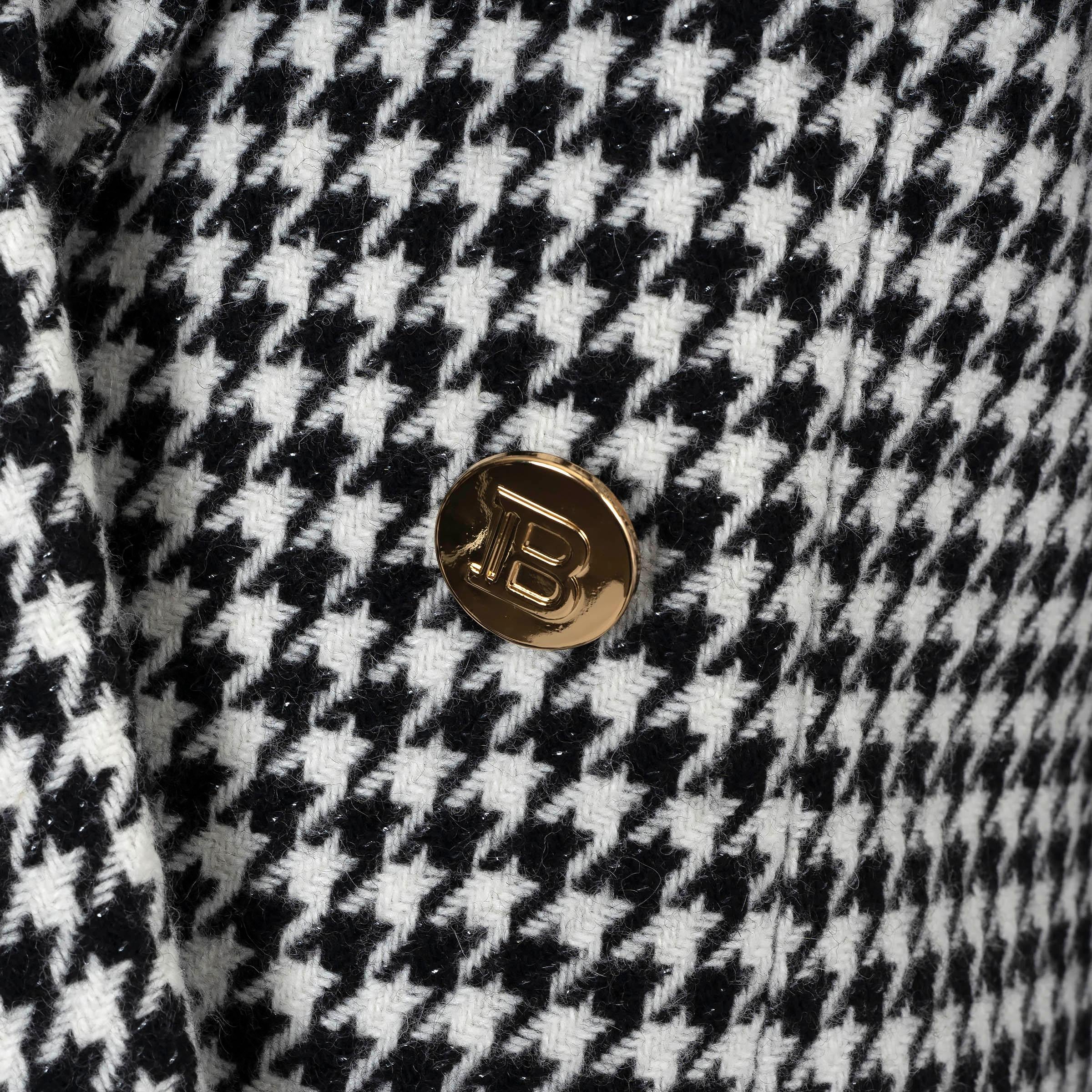 Donna Balmain, giacca blazer in lana bianca e nera 2020 OVERSIZED HOUNDSTOOTH 36 XXS to XS in vendita