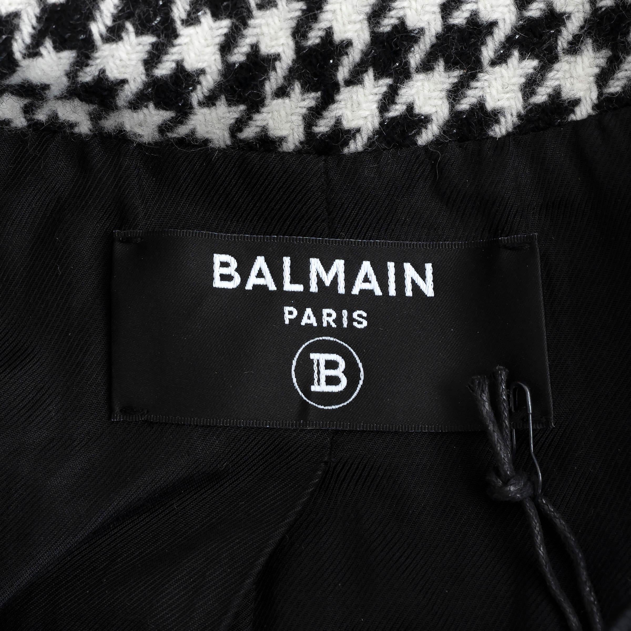 Balmain, giacca blazer in lana bianca e nera 2020 OVERSIZED HOUNDSTOOTH 36 XXS to XS in vendita 1