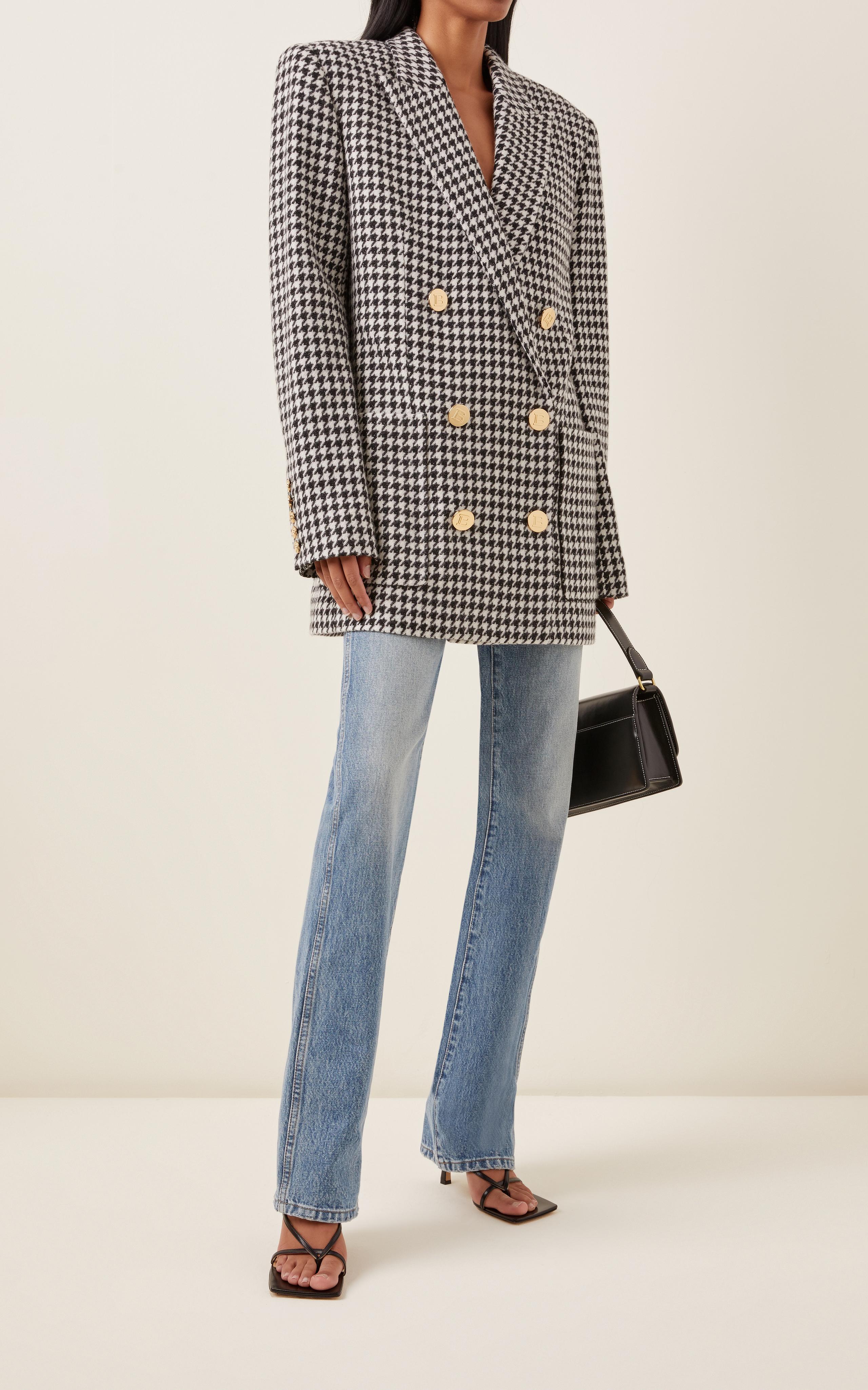 Balmain, giacca blazer in lana bianca e nera 2020 OVERSIZED HOUNDSTOOTH 36 XXS to XS in vendita 2