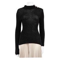 Balmain Black Wool Button Detail Jumper Size M