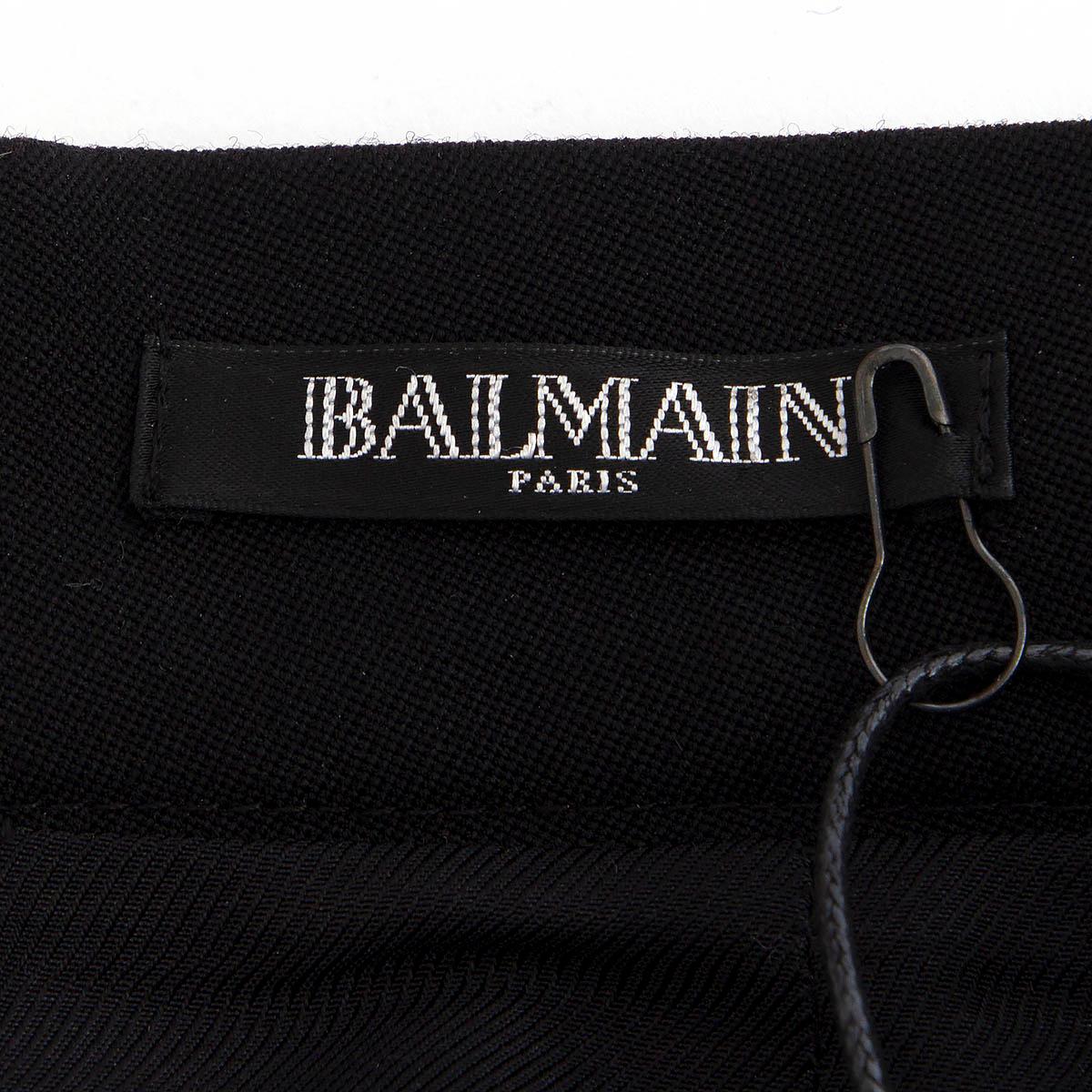 BALMAIN black wool BUTTONED HIGH WAISTED MINI Skirt 36 XS For Sale 1