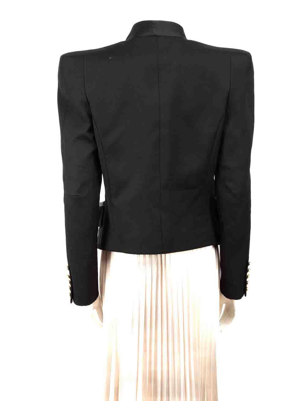 Balmain Black Wool Crop Double Breasted Blazer Size L In Good Condition For Sale In London, GB