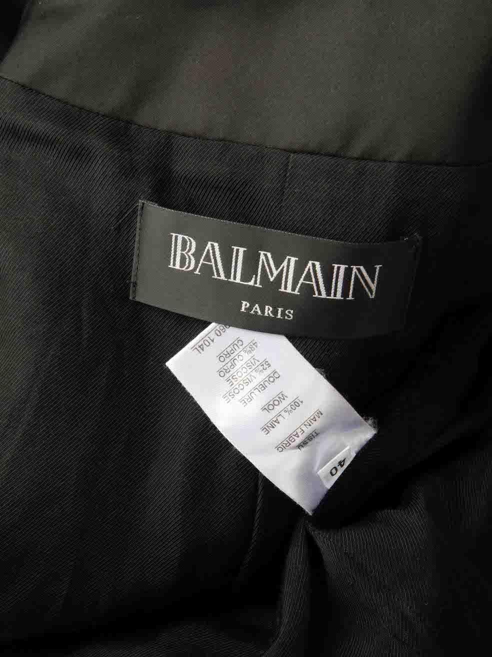 Balmain Black Wool Crop Double Breasted Blazer Size L For Sale 1