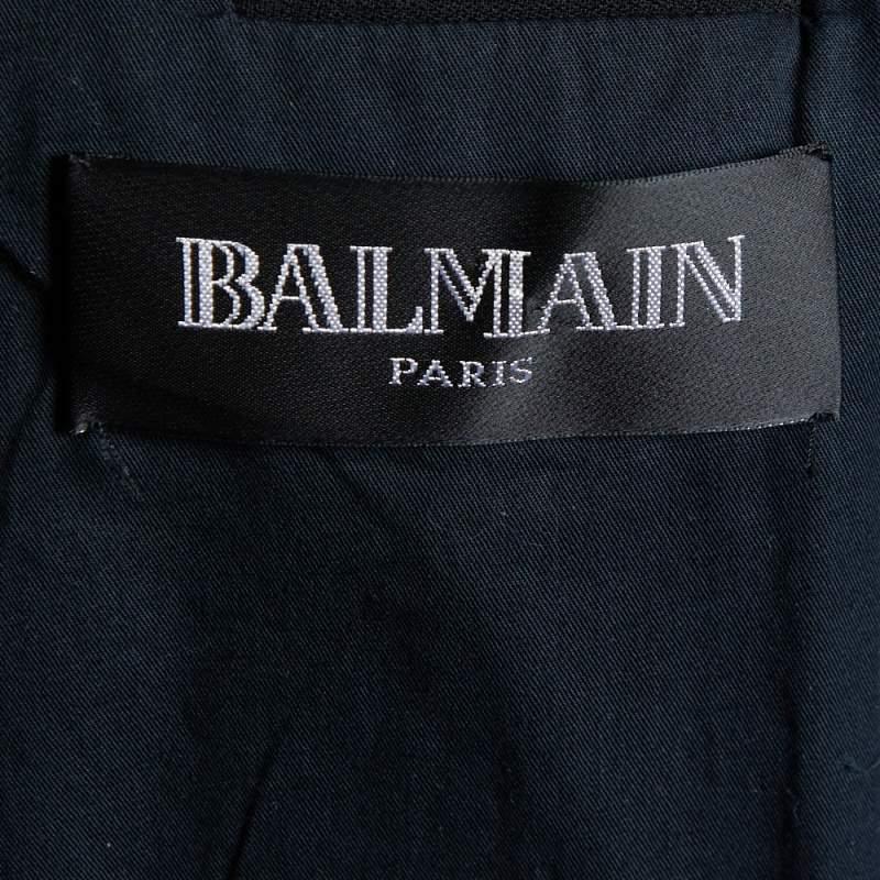 Balmain Black Wool Embellished Lapel Blazer  1