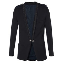 Balmain Schwarzer Blazer mit Revers aus Wolle mit Verzierungen 