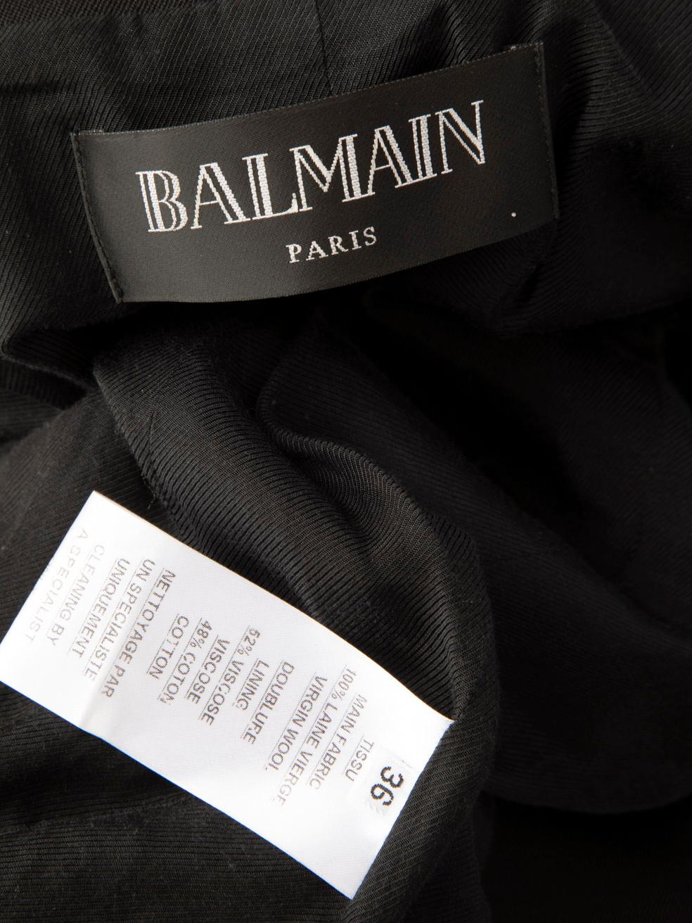 Balmain Black Wool Gold Buttoned Blazer Size S For Sale 2