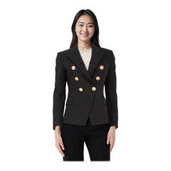 Balmain Black Wool Gold Buttoned Blazer Size S
