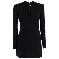 Balmain Black Wool Jersey Long Sleeve Mini Dress US6