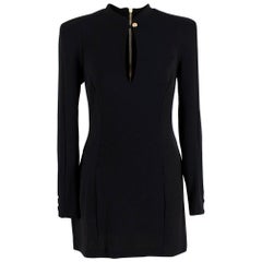 Balmain Black Wool Jersey Long Sleeve Mini Dress US6