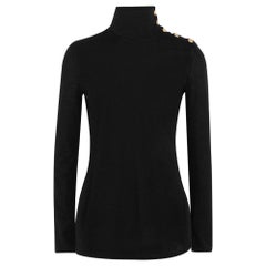 Balmain Black Wool Knit Turtleneck Sweater