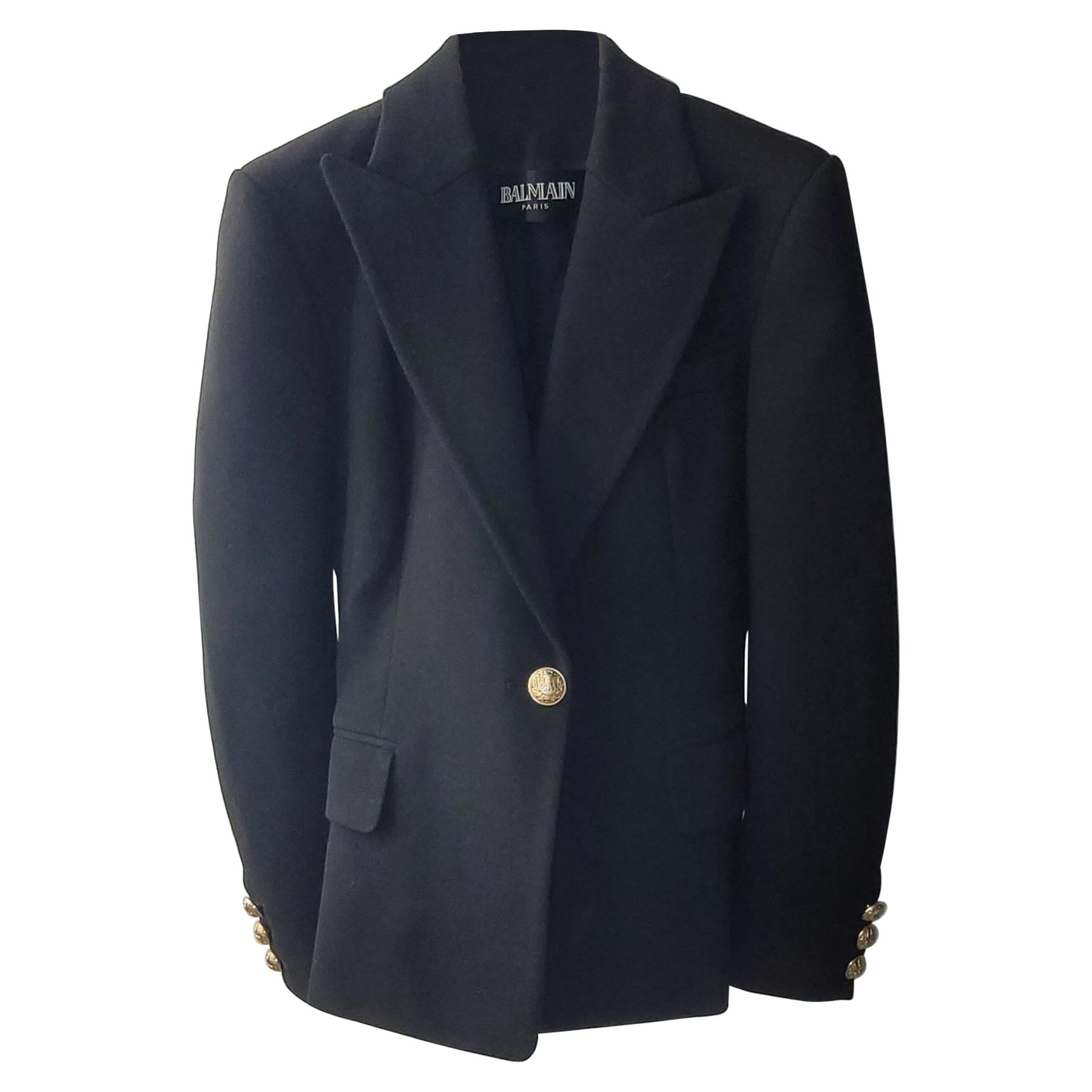 BALMAIN Black Wool one-button wool Blazer